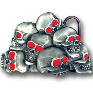 Belt Buckle - Skull - Red